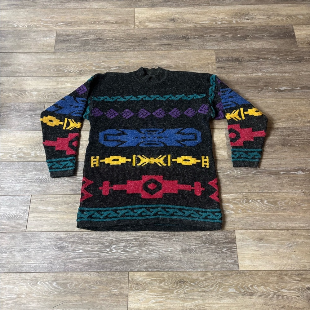 Maggie Lawerence Sweater Women’s Sz 20 Vtg Colorful Aztec Southwestern 80s 90s